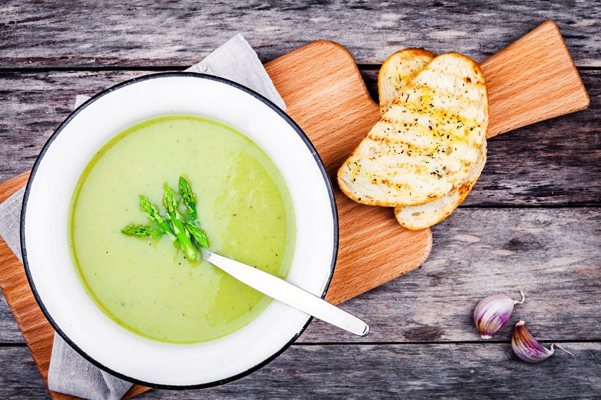 Dairy-Free Cream of Asparagus Soup Recipe - naturally plant-based, allergy-friendly, and gluten-free optional. No butter, cream or starchy vegetables. Classic "cream of" style.