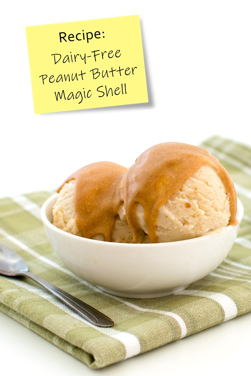 Dairy-Free Peanut Butter Magic Shell Recipe - drizzly ice cream topping that becomes a sweet, crackly coating in seconds! Naturally vegan, gluten-free, soy-free, too.