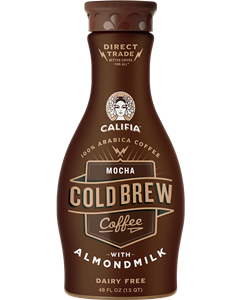 Califia Farms Cold Brew Coffee with Almondmilk Reviews and Info - in several Dairy-Free, Vegan, Soy-Free Flavors. Pictured: Mocha