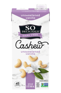 So Delicious Dairy Free Cashew Milk Reviews and Info - dairy-free, vegan, soy-free, gluten-free milk beverage in unsweetened varieties