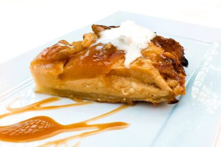 Dairy-Free and Vegan Caramel Apple Cheesecake Tarte Tatin Recipe - a rustic, flavorful, show-stopping dessert with gluten-free option