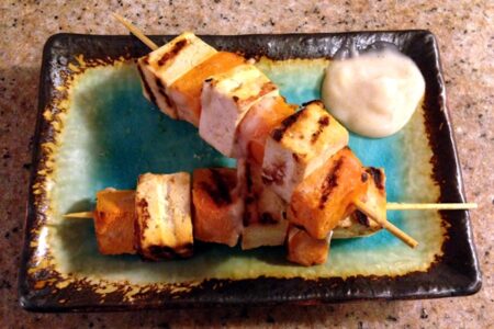 Indian Intrigue Grilled Vegan Skewers with Lime-Spiced Coconut Yogurt Sauce