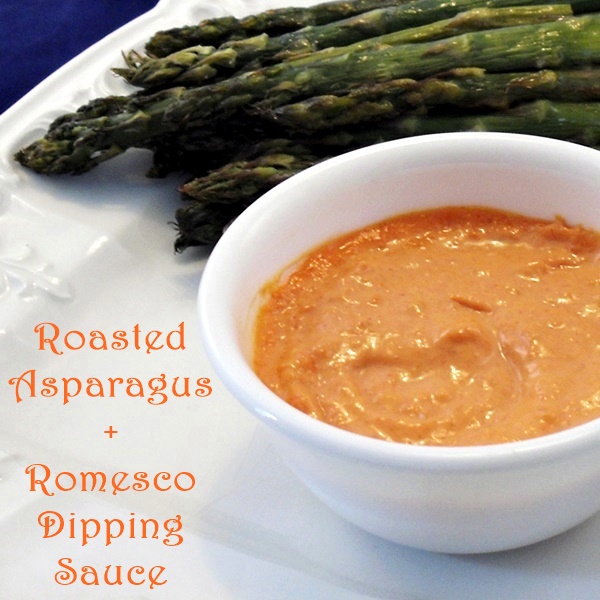 Roasted Asparagus with Dairy-Free Romesco Dipping Sauce