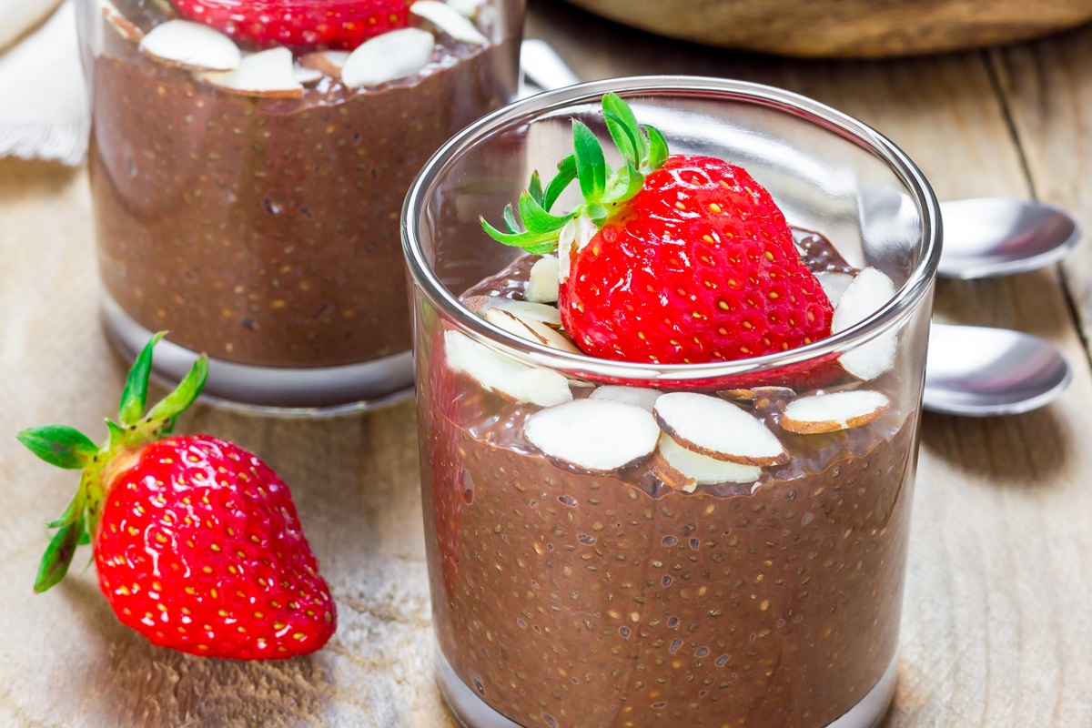 Dairy-Free Chocolate Strawberry Chia Pudding Recipe Worthy of Breakfast or Dessert - naturally plant-based, gluten-free, coconut-free, and soy-free. Versatile - can use other fruits!