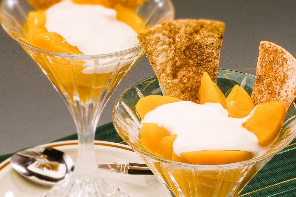 Peach Yogurt Dip with Cinnamon Sugar Tortilla Chips Recipe