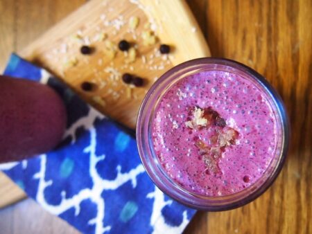 Creamy Blueberry Coconut Smoothie with Fresh Ginger (dairy-free, soy-free, vegan recipe)