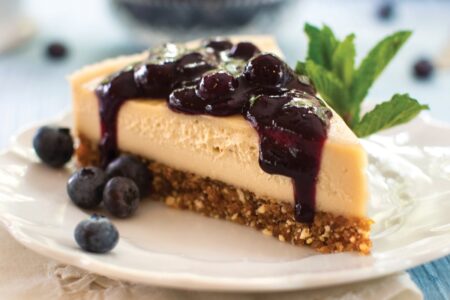 Raw Blueberry Cheesecake Recipe (dairy-free, gluten-free, and vegan) from Choosing Raw by Gena Hamshaw