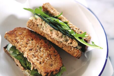 Light Salmon Salad Sandwiches Recipe with Dill - dairy-free, nut-free and optionally gluten-free for lunch