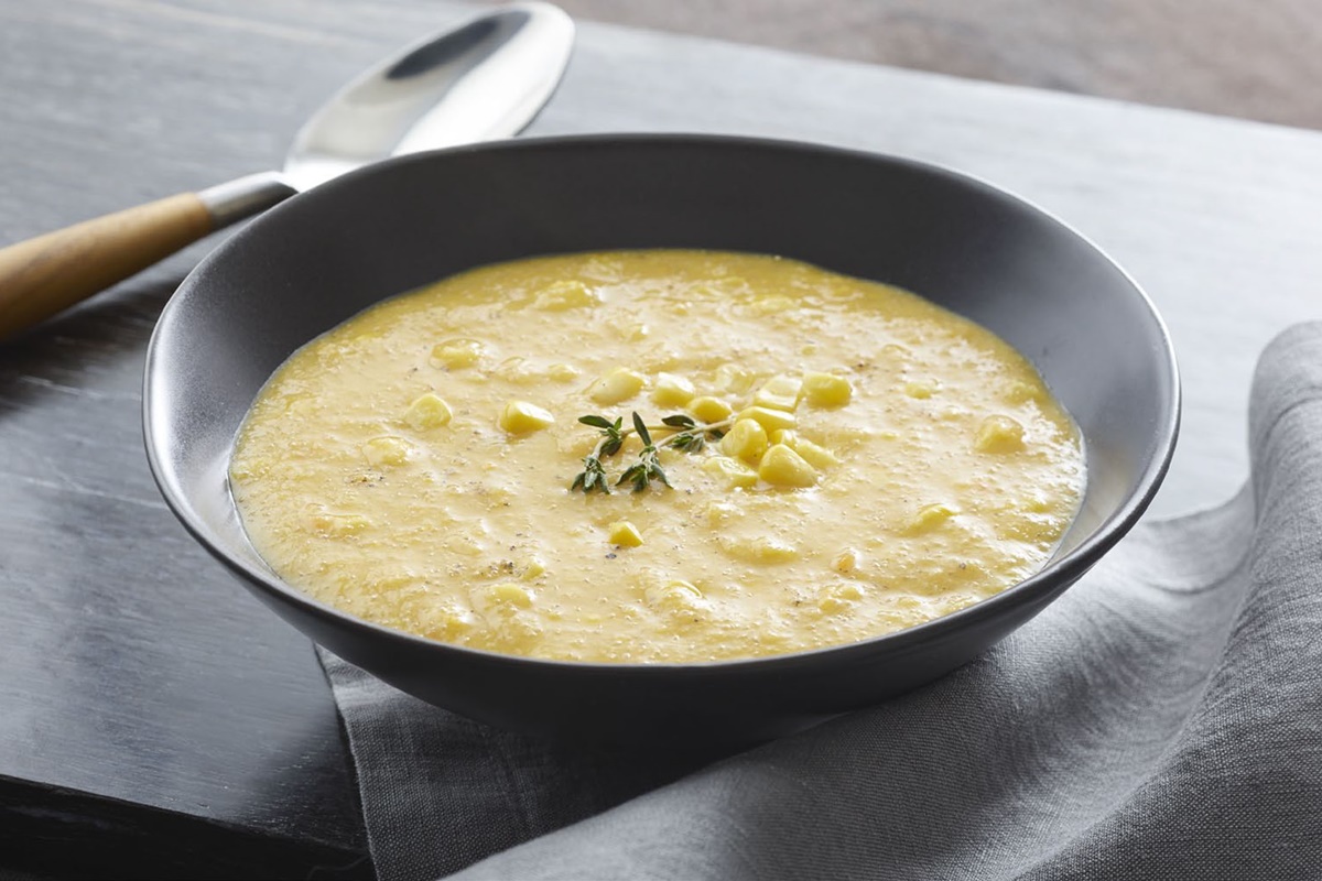 Creamy Golden Corn Soup - dairy-free, vegan recipe from Superseeds!