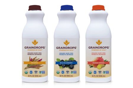 Graindrops Organic Dairy-Free Probiotic Beverage - Drinkable yogurt that is vegan / plant-based, triple cultured, made with biodynamic rice and "powered by koji"