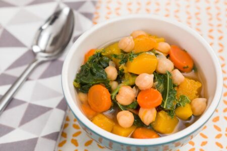 Hearty Autumn Vegetable and Chickpea Soup Recipe - a super-easy pantry recipe filled with nutrition and naturally vegan, gluten-free and allergy-friendly!