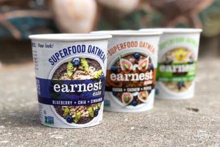Earnest Eats Superfood Oatmeal Reviews and Info - Vegan and Gluten-Free - comes in single-serve cups and multi-serve bags. Pictured: Multi