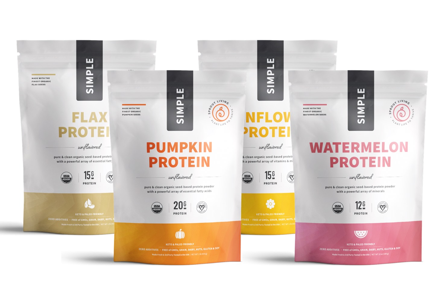 Sprout Living Seed Protein Powders Reviews and Info - vegan, gluten-free, dairy-free, nut-free, soy-free - simple protein powders made with watermelon, sunflower, flax, and pumpkin seeds