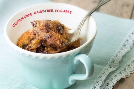 3 Minute Chocolate Chip Cookie in a Mug Recipe - Healthier than most, plus dairy-free, gluten-free and vegan, with a grain-free option!