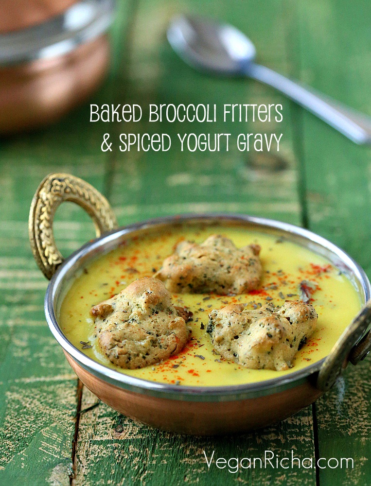 Baked Broccoli Dumplings With Indian Spiced Yogurt Gravy