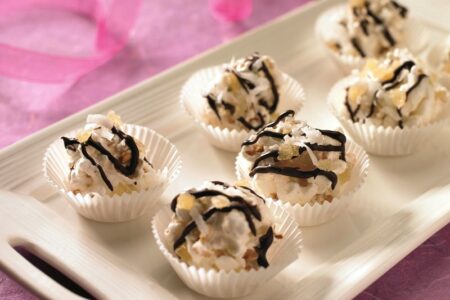 Coconut Ginger Popcorn Truffles with Chocolate Drizzle - dairy-free, gluten-free, optionally vegan and divine!