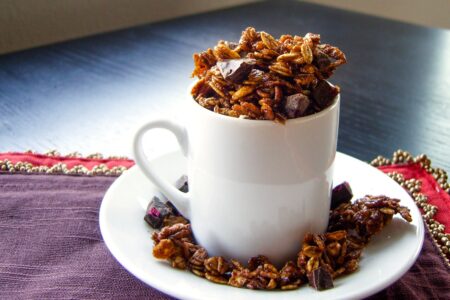 Dairy-Free Chocolate Granola - double chocolate with chocolate chunks or chips. Loose granola and granola cluster options. Also egg-free, nut-free, soy-free, and vegan-friendly.