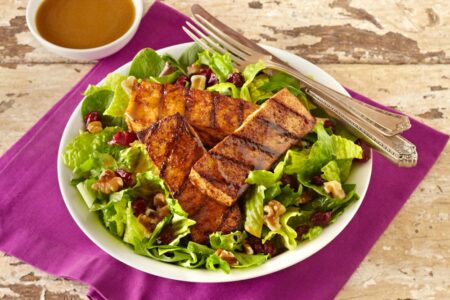 Spicy Grilled Tofu Salad with Balsamic Vinaigrette - A dairy-free, vegan, optionally gluten-free recipe created by the adorable Alexander Weiss, Season 1 winner of Masterchef Junior!