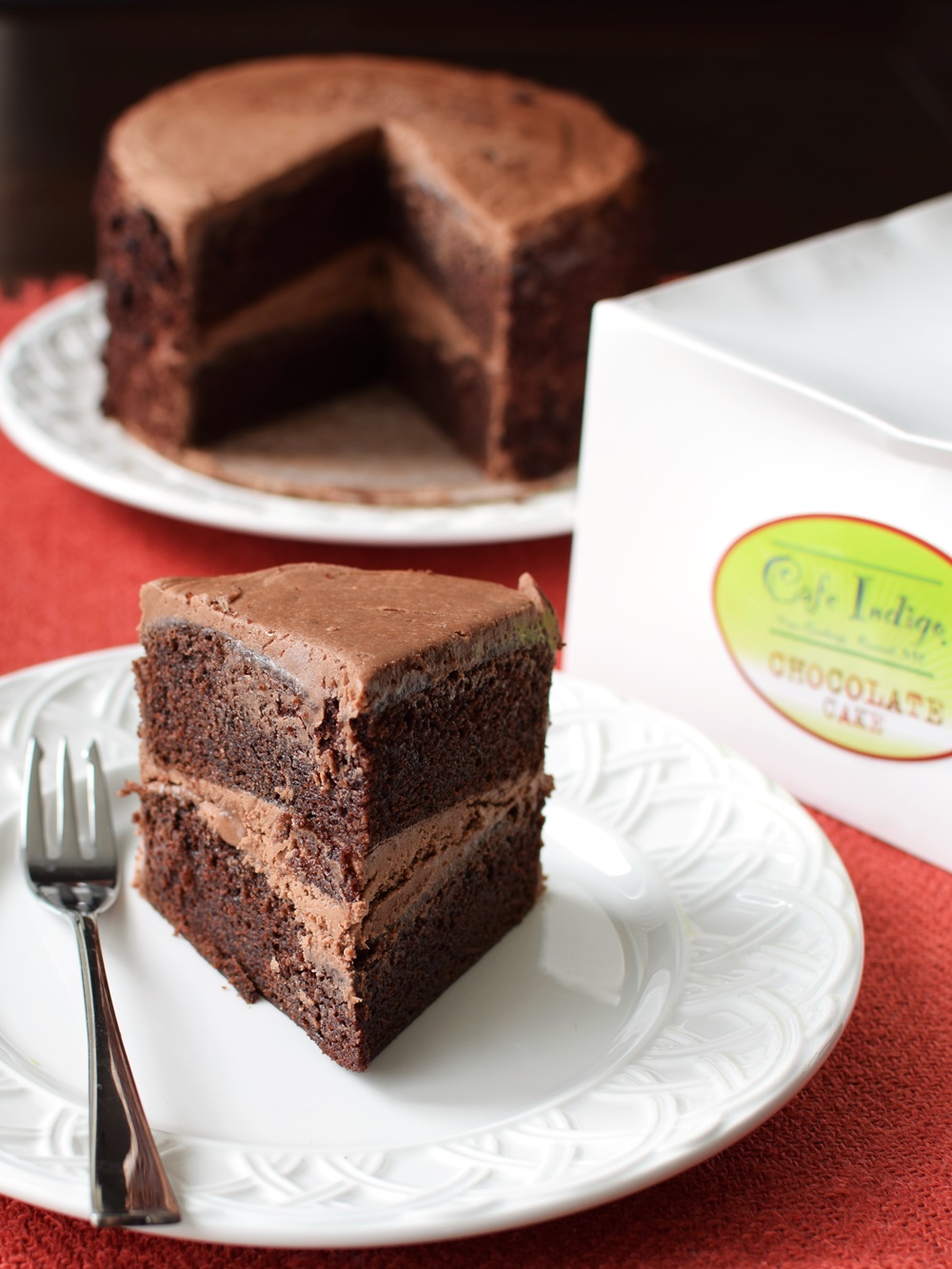 Cafe Indigo Vegan Goodness Layer Cakes - Amazingly dairy-free & egg-free! (chocolate cake pictured)