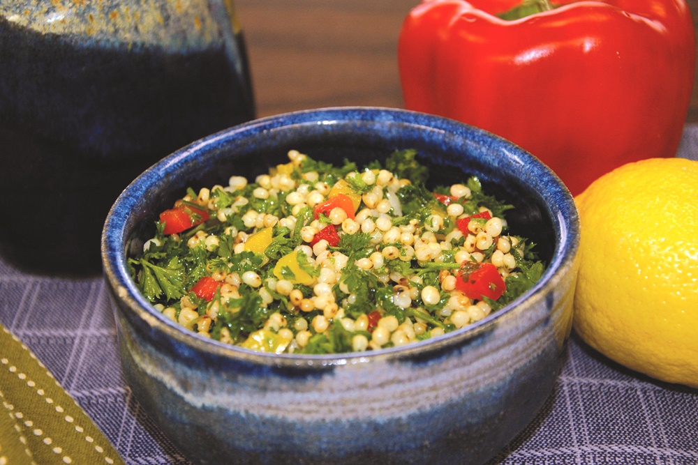 Gluten-Free Tabbouleh with Grilled Peppers, Fresh Herbs and a Surprise Healthy Whole Grain! Naturally vegan, dairy-free and top allergen-free recipe.