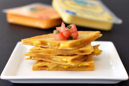 Vegan Corn Quesadillas with Follow Your Heart Cheese Alternative (a full review of this ALL NEW vegan, dairy-free, gluten-free, soy-free & nut-free cheese (no, it's not Vegan Gourmet!) - 4 flavors: Cheddar, Mozzarella, Provolone & Garden Herb