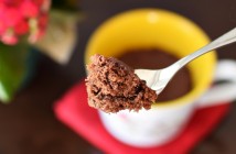 Jumbo Triple Chocolate Mug Muffin (5 Minute Recipe!) - This super easy, healthy muffin recipe literally takes 5 minutes from stirring to eating. It's also naturally dairy-free, vegan, and I make it gluten-free, too, but there is a wheat option.