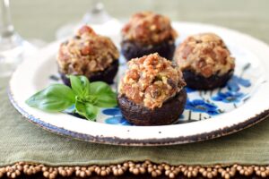 Rich Italian Paleo Stuffed Mushrooms - made healthier with gluten-free chicken sausage, yet luxurious with dairy-free nut cream, these will impress ALL of your guests. They've been served at many parties and raved about by all.