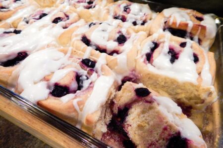 Blueberry Breakfast Buns with Lemon Icing Recipe - Dairy-Free, Soy-Free, and Nut-Free with Vegan and Egg-Free Options