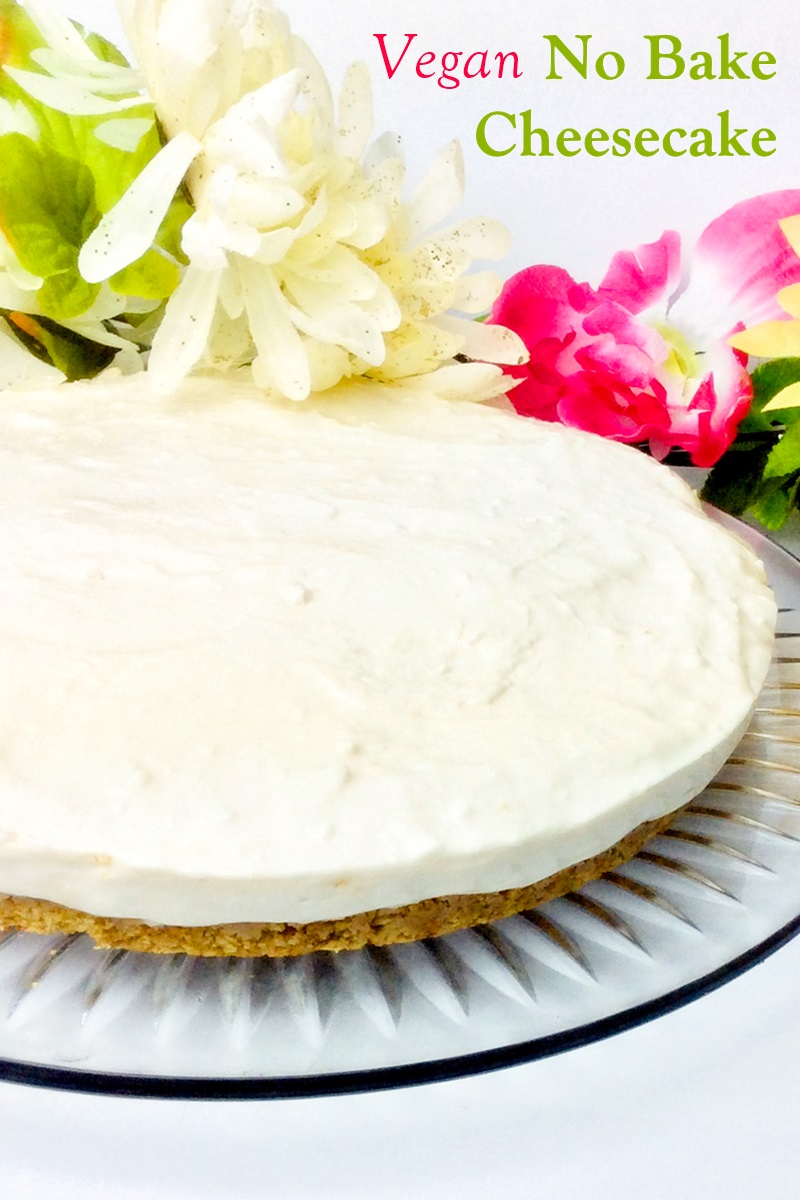 Vegan No-Bake Cheesecake Recipe with Strawberry Sauce (dairy-free!)