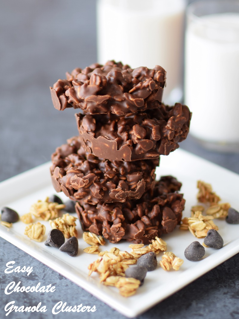 Chocolate Granola Clusters Recipe! These addictive, 3-ingredient treats are almost too easy! Dairy-free, gluten-free, vegan and top allergen-free if you wish.