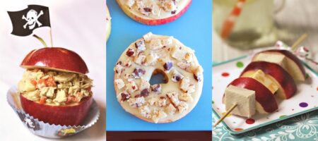 Three Kid-Friendly Apple Recipes for Snacks or Lunchboxes - dairy-free + gluten-free (Apple Kabobs, Apple Bagels, Pirate Apples)
