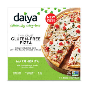 Daiya Dairy Free Pizzas Reviews and Information (7 Varieties, all Vegan, Gluten-Free, Nut-Free, and Soy-Free!) We have ingredients, ratings, and more. Pictured: Margherita