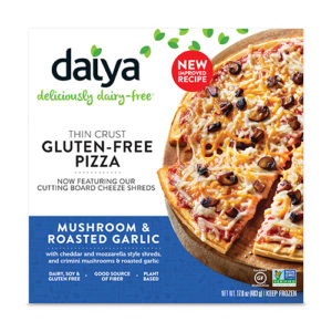 Daiya Dairy Free Pizzas Reviews and Information (7 Varieties, all Vegan, Gluten-Free, Nut-Free, and Soy-Free!) We have ingredients, ratings, and more. Pictured: Mushroom and Roasted Garlic
