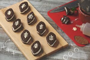 25 Tenacious Dairy-Free Super Bowl Recipes - yes, those are little vegan football ice cream sandwiches!