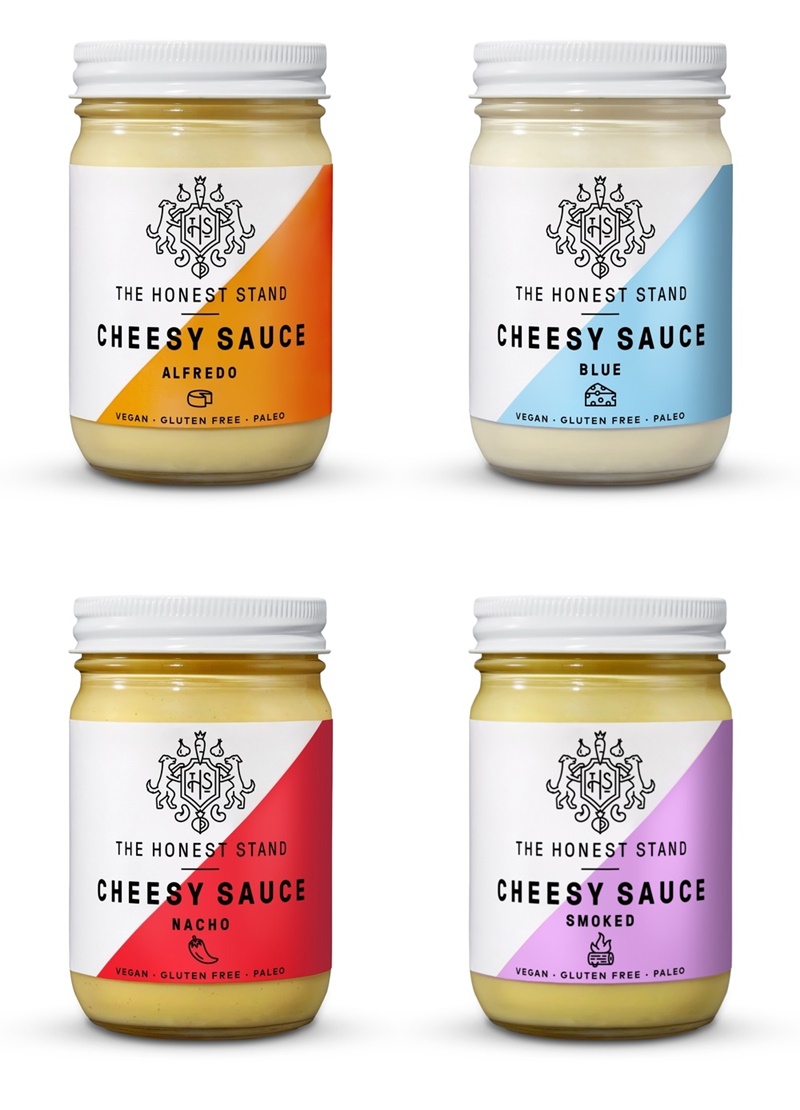 The Honest Stand Cheesy Sauces are paleo, vegan, dairy free and made with 100% natural and organic ingredients. Available in Blue, Alfredo, Nacho and Smoked.