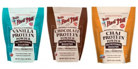 Bob's Red Mill Nutritional Booster Protein Powders Reviews and Info - Dairy-free, gluten-free, plant-based protein powders with fiber, probiotics, prebiotics, and omegas. Available in Vanilla, Chai, Chocolate, and Unflavored