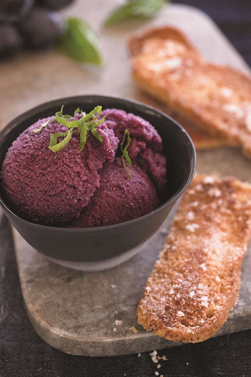 Black Grape Sorbet - an unexpected sweet and savory delight. Naturally dairy-free and vegan recipe