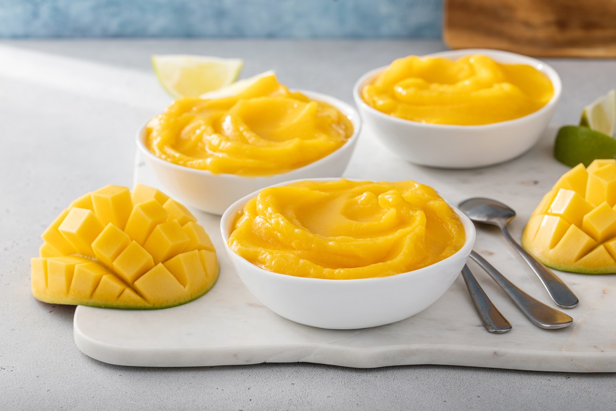 Tropical Mango Sorbet Recipe with Pineapple and Lime - allergy-friendly, plant-based, low in added sugar, and paleo optional