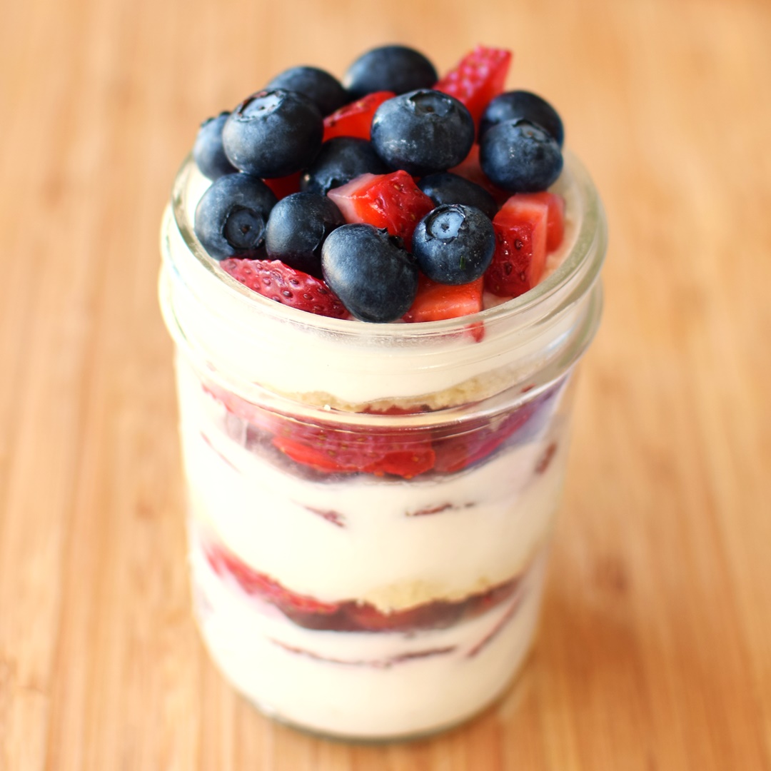 Dairy-free Icebox Cake Jars! Recipe includes Full Cake instructions & Red, White & Blueberry option