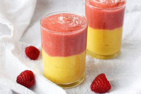 Mango Melba Smoothies Recipe - a tropical twist on a classic flavor, but healthier, dairy-free, nut-free, banana-free and vegan.