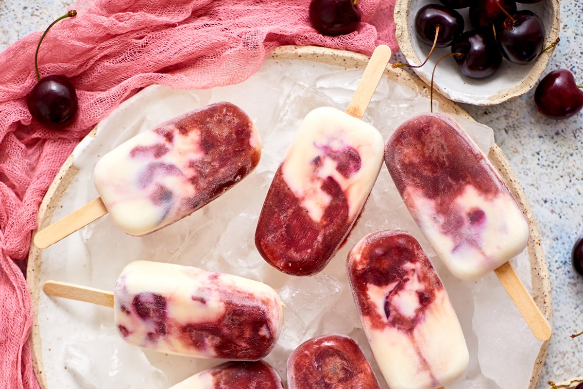 Dairy-Free Cherry Creamsicles Recipe - healthier dessert made plant-based. No refined sugars, pure fruit juice or fruit, allergy-friendly options