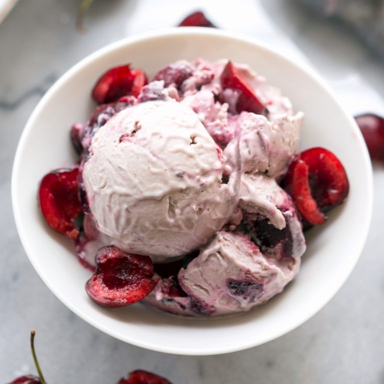 Amaretto Cherry Ice Cream (Dairy-Free Recipe)