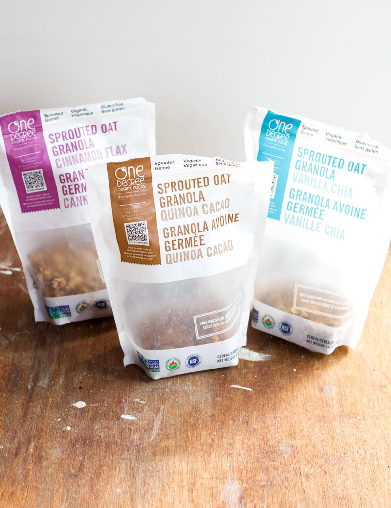 One Degree Organics Sprouted Oat Granola - available in 4 different flavors, all gluten-free, Kosher, organic, and some vegan!