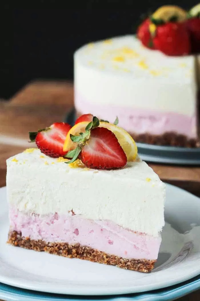 Coconut Milk Dairy Free Frozen Dessert Recipes - Vegan Strawberry Lemonade Ice Cream Cake (pictured)