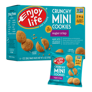 Enjoy Life Mini Cookies Reviews and Information - packs of little allergy-friendly, gluten-free, vegan cookies that come in crunchy and soft baked varieties.