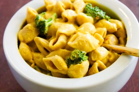 Dairy-Free Hummus Mac & Cheese Recipe - rich, creamy, and oh-so easy! Naturally plant-based, vegan, soy-free optionally gluten-free, and delicious.