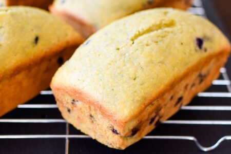 Blueberry Cornbread Recipe - naturally dairy-free, nut-free, and soy-free with gluten-free option - great for summer picnics, holidays, and gift mini loaves