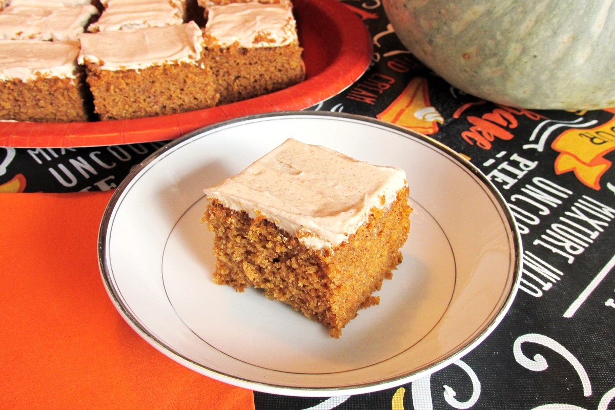 Dairy-Free Frosted Pumpkin Bars Recipe with Spiced Buttercream (nut-free and soy-free, too!)