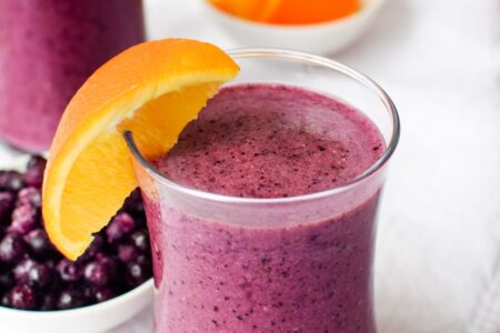 Blueberry Orange Creamsicle Smoothie Recipe - naturally dairy-free, plant-based, paleo, and allergy-friendly. Made with just 4 healthy, everyday ingredients. Delicious, fast, nutritious!