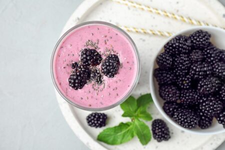 Dairy-Free Blackberry Chia Smoothie Recipe using Simple, Healthy Ingredients - vegan, plant-based, allergy-friendly, paleo, Whole30